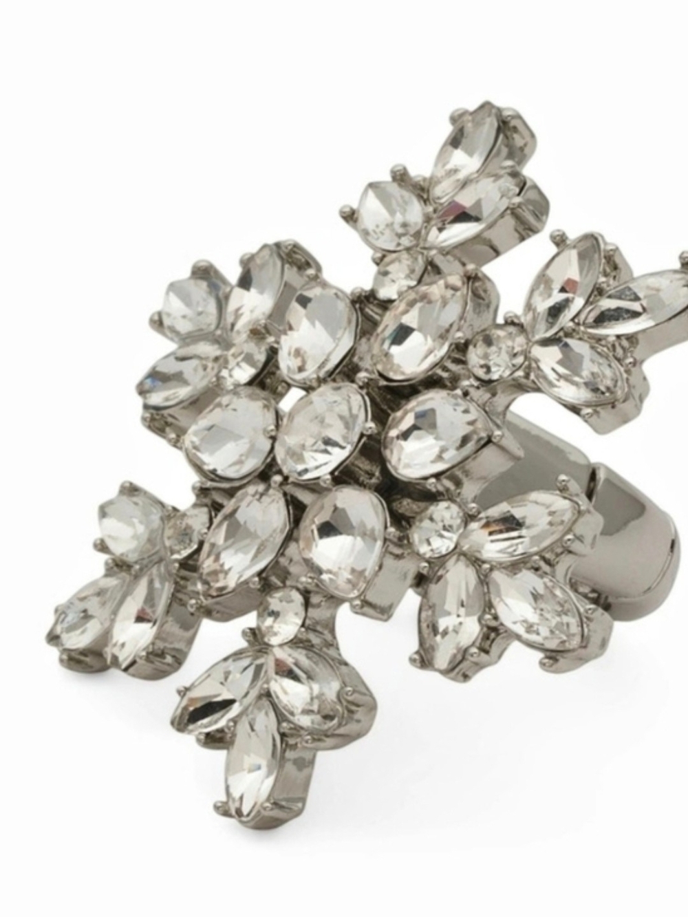👉✨️ Betsey Johnson Silver-Tone Clear Crystal Snowflake Cluster Stretch Ring